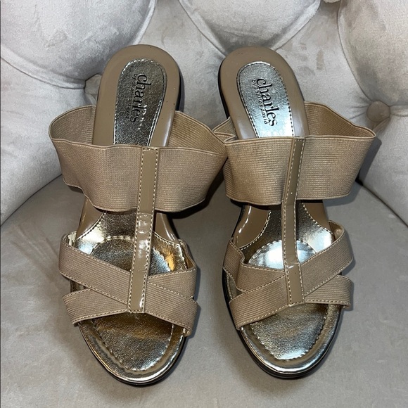 Charles by Charles David Beige Wedge Sandals Size 7.5 - Picture 1 of 8